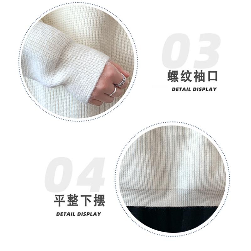 Pullover Autumn and Winter Solid Color Irregular Button Half Turtleneck Sweater Men's Korean Knitted Top