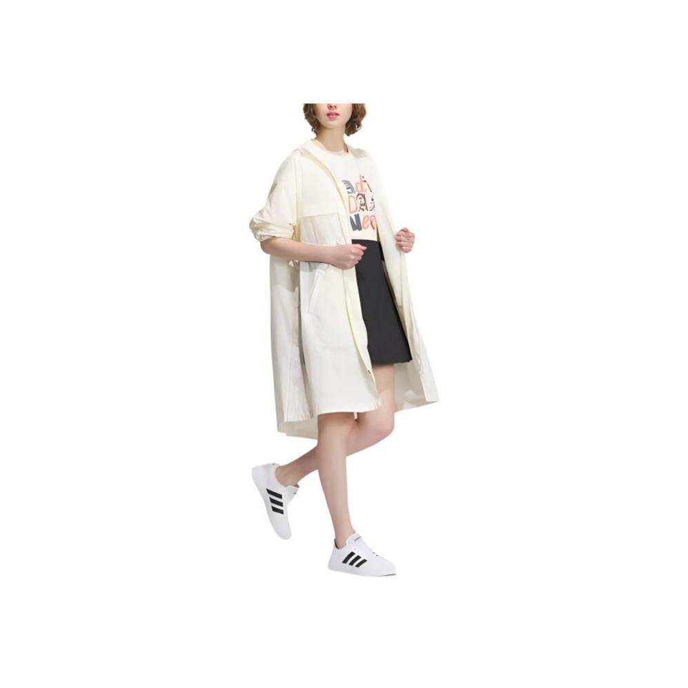 Adidas Neo Solid Color Casual Breathable Spliced Loose Hooded Jacket Women Jackets White IK7648