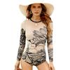 New One-piece Swimsuit Women's Long-sleeved Tight-fitting High-elastic and Thin Sexy Gauze Skirt European and American Spot Women's Swimwear