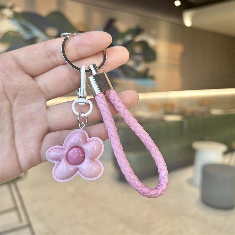 Dopamine Colorful Flower Keychain Set: Girlish Heart Charm, Nail Clipper, Ear Pick Accessories