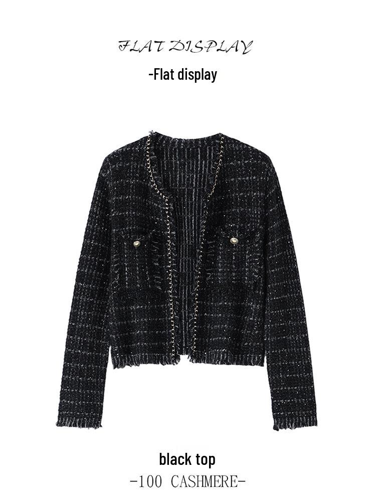 Korean Chic Slim 100% Cashmere Knit Cardigan Dress Set - Skin-Friendly Women's Wear