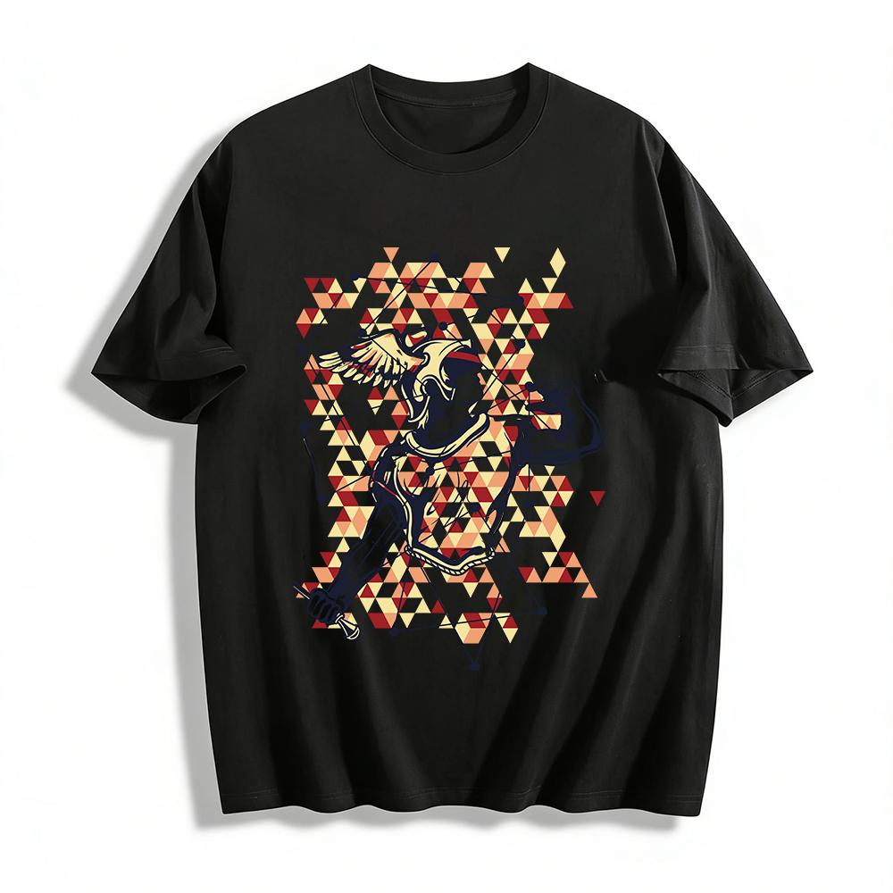 

Vintage Geometric Style Hermes Printed Short Sleeve T-Shirt Pure cotton T-shirt 6XL