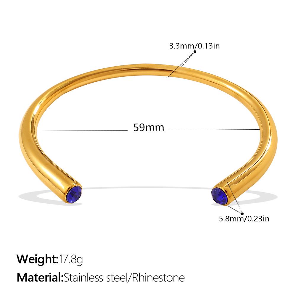 Cross-Border Gold Luxury Rhinestone Stainless Steel Open Bangle Bracelet