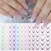 12pcs French Tip Nail Sticker Gradient Color Nail Sticker Nail Art Designs Stickers Bend Line Nail Art Homemade Nail Accessories