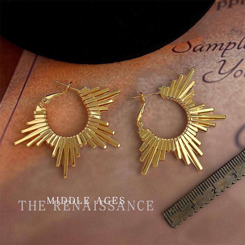 Легкие средневековые персональные радиальные серьги-гвоздики нишевые преувеличенные серьги креативные модные серьги