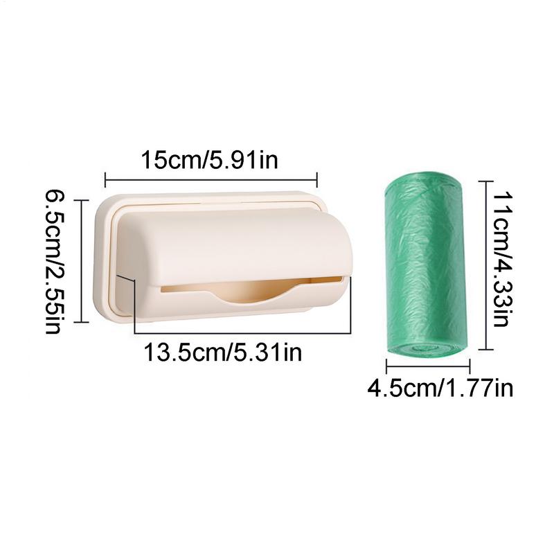 Trash Bag Dispenser Roll Holder Wall Mounted Trash Bag Storage Easy Access Small Kitchen Trash Bag Holder for Kitchen Bathroom