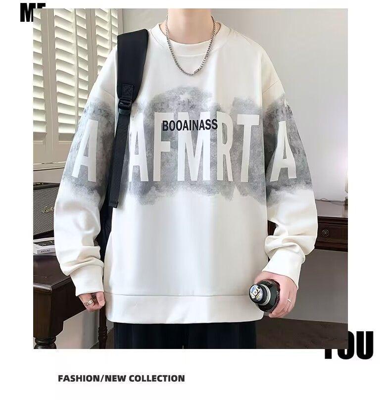 Trendy Men's Letter Print Sweatshirt: Autumn/Spring Round Neck, Long Sleeve, Casual Loose Fit.