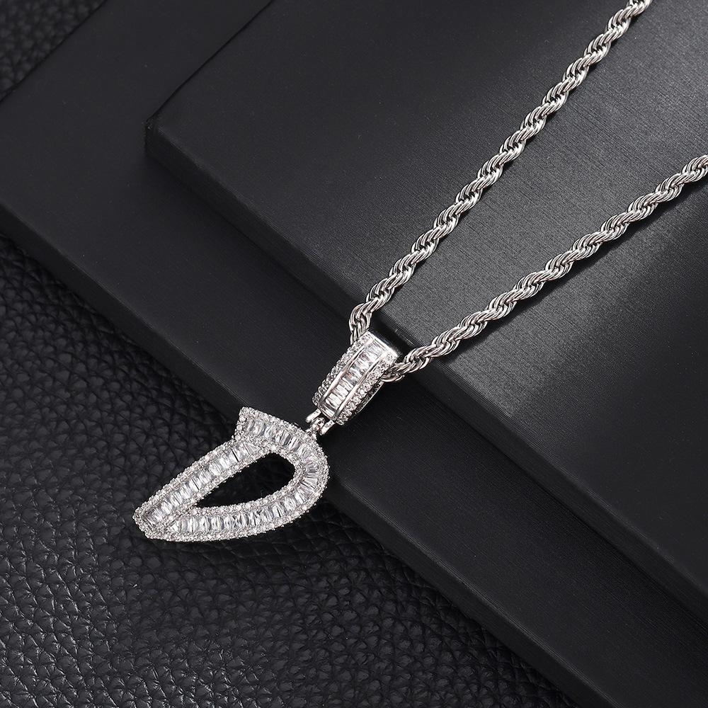 Hip Hop Letter Pendant Zircon Necklace Popular Instagram Personalized Accessory Niche Design Men's and Women's Pendant Necklace