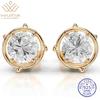 WUIHA 100% 925 Sterling Silver 6.5 MM 1 CT D Color Real GRA Moissanite Diamonds Studs Earrings Gift Fine Jewelry Pass Test
