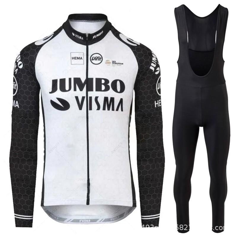 Mens Long Sleeve Cycling Jersey Bib Shorts Set Breathable Quick Dry Road Bike Apparel