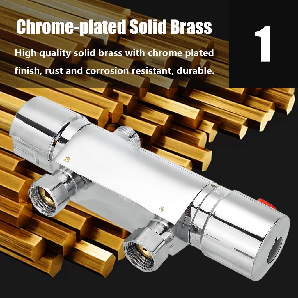 Επιτοίχια Θερμοστατική Μπαταρία Ντους Μπάνιου Κρύου Και Ζεστού Νερού Ορειχάλκινη Μίκτης Βαλβίδα Διπλής Λαβής Ελέγχου Θερμοκρασίας Μπαταρία Ντους Μπανιέρας