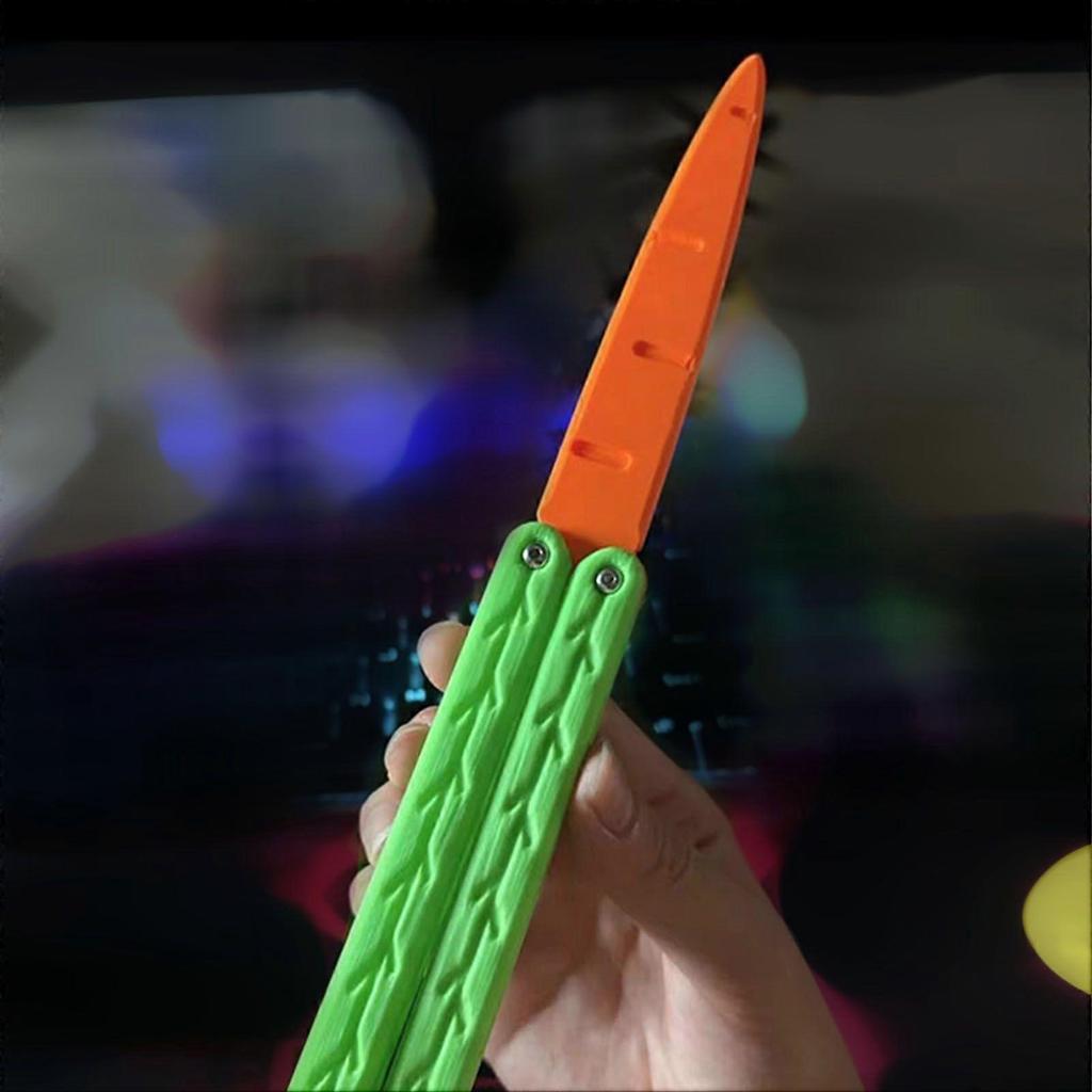 Carrot Knife Foldable Cute Stress Relief Portable High Safety Durable Plastic 3D Printing Knife Toy for Family Game Party