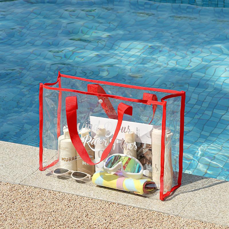 Large Capacity Swimming Bag Transparent Visible Handheld Storage Bag Thickened PVC Waterproof Wash Bag Portable Beach Bag