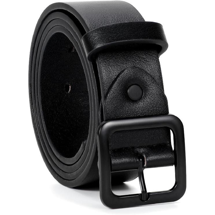XZQTIVE Women’s Leather Belts for Jeans Pants Dresses Fashion Ladies Black Belt with Square Buckle