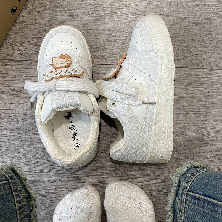 

ins ветер взрыв изменение Guochao нишевые оригинальные хлебные туфли женские 2025 новые весенние туфли на платформе белые туфли 40