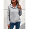Buttoned Collar Long Sleeve Solid Texture Casual Women S Sweatshirt