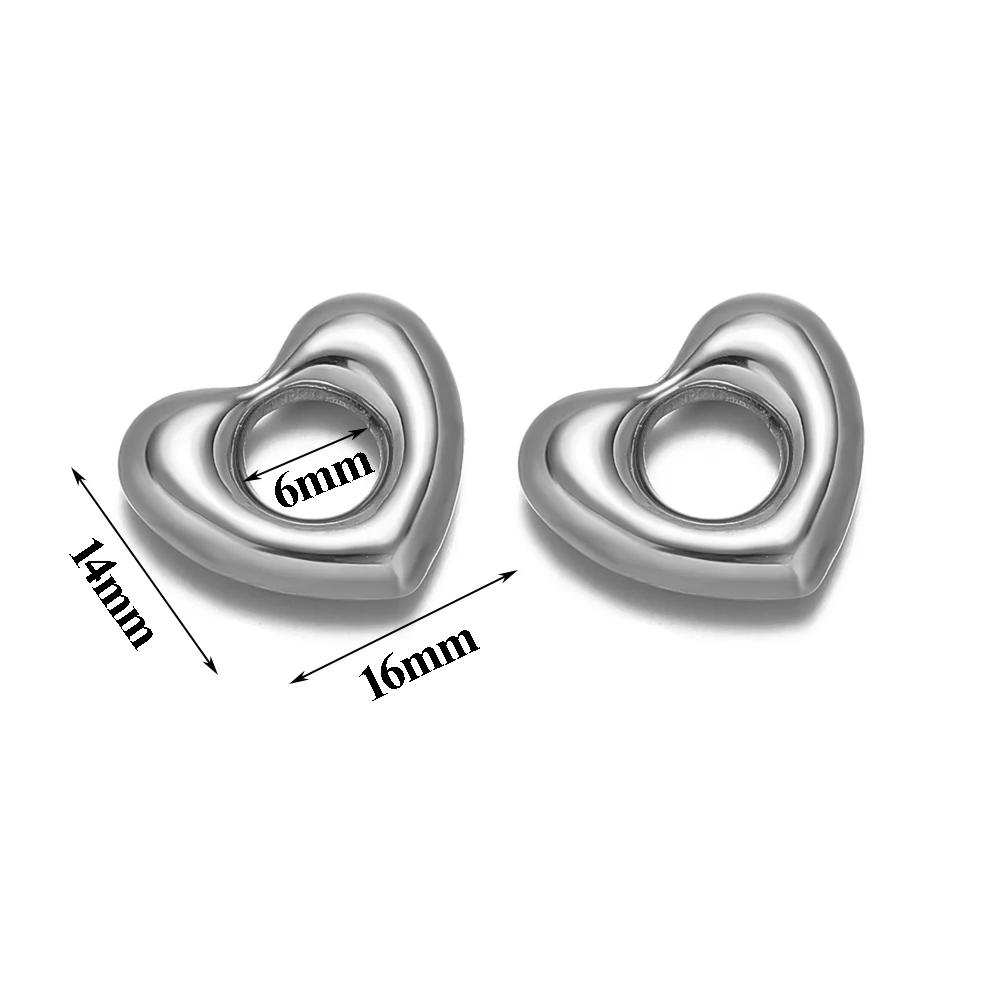 5pcs Stainless Steel Big Hole Heart Charms Pendants for DIY Jewelry Findings Women Necklace Bracelets Supplies Earrings Making