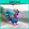 Colorful Cartoon Rooster Design Acrylic Car Pendant Decor For Interior Styling
