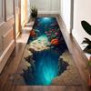 Underwater Coral Reef Runner Rug 3D Ocean Illusion Hallway Carpet with Tropical Fish Coastal Nautical Home Decor