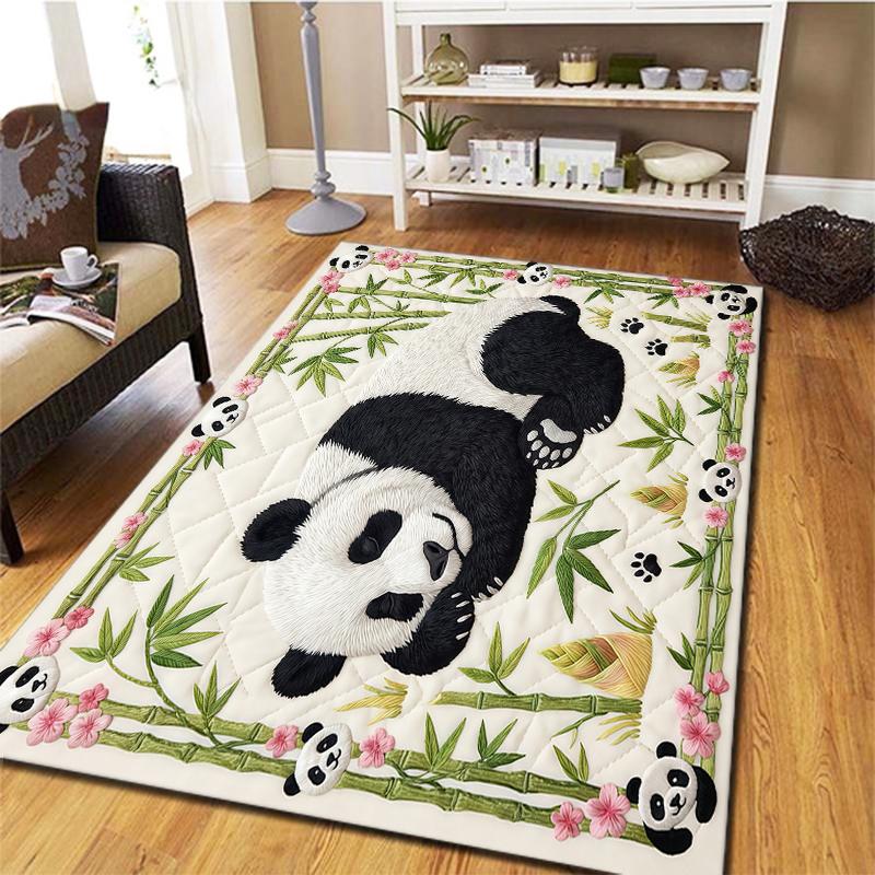 Fabric Animal Sleeping Panda Carpet Rug for Living Room Bedroom Home Sofa Decoration,Kids Play Non-slip Floor Mat
