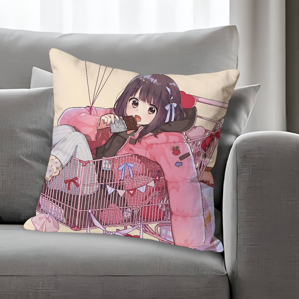 Cute MMenhera CChan Anime Celebrity Merchandise AllMatch Printed Pillow Case Sofa Car Office Room Decoration Protector