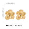 Women  French Minimalist Design Metal Flower Stud Earrings Elegant Double Layer Flower Rhinestone Necklace Ring Jewelry