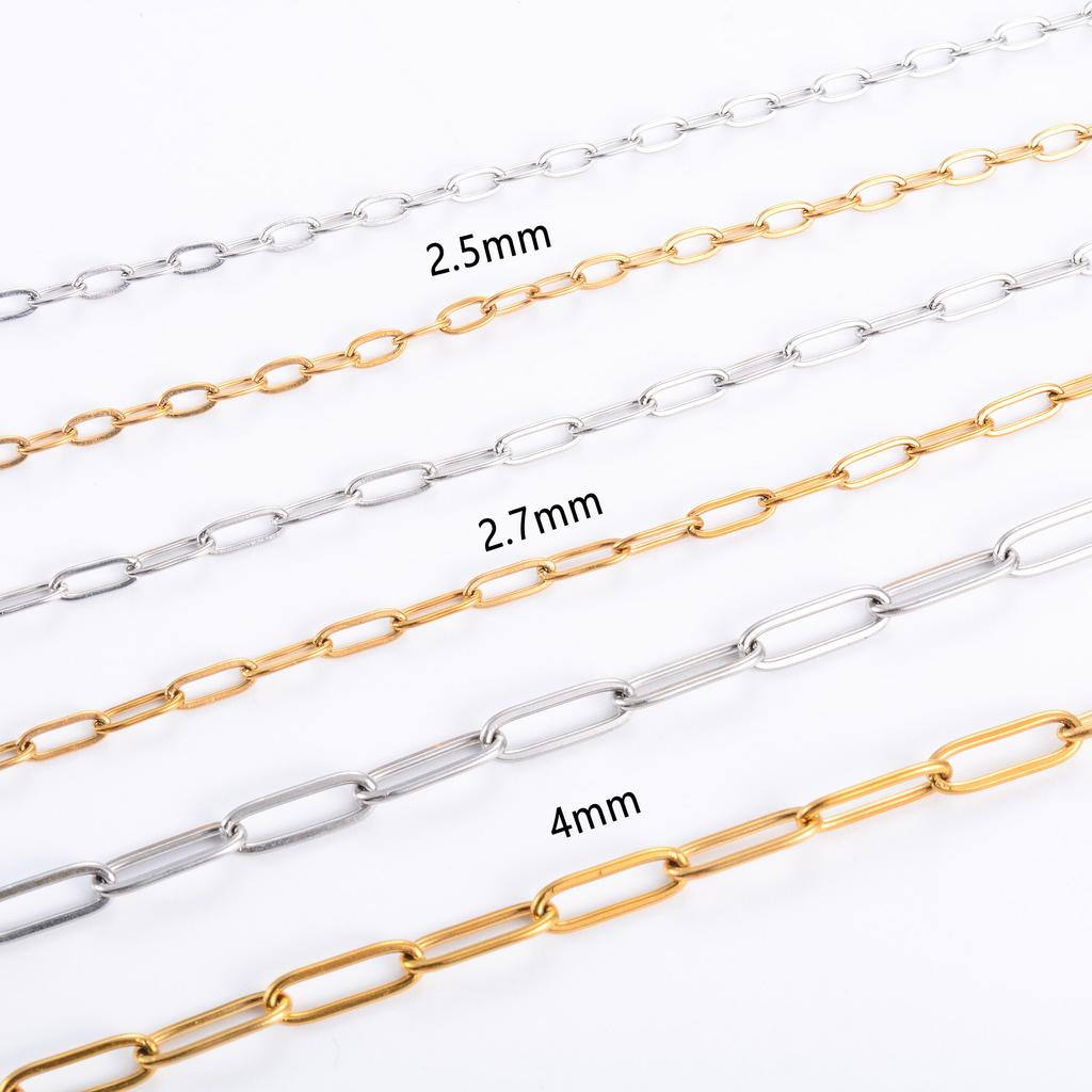 High Quality Gold/Silver Color Stainless Steel Paperclip Chain Men and Women Gift Ring Necklace