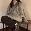Women's Corduroy Patchwork Jacket - Retro Turn-Down Collar, Distressed High Street Style, 2025 Spring/Autumn Trend