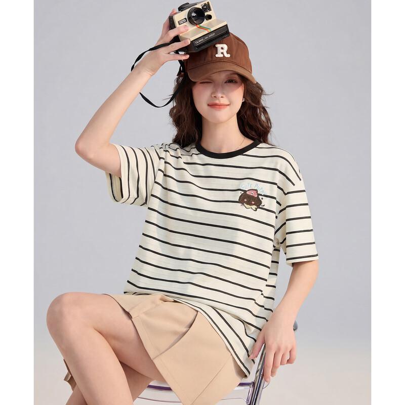 TonLion Women's Striped Short-Sleeve T-Shirt