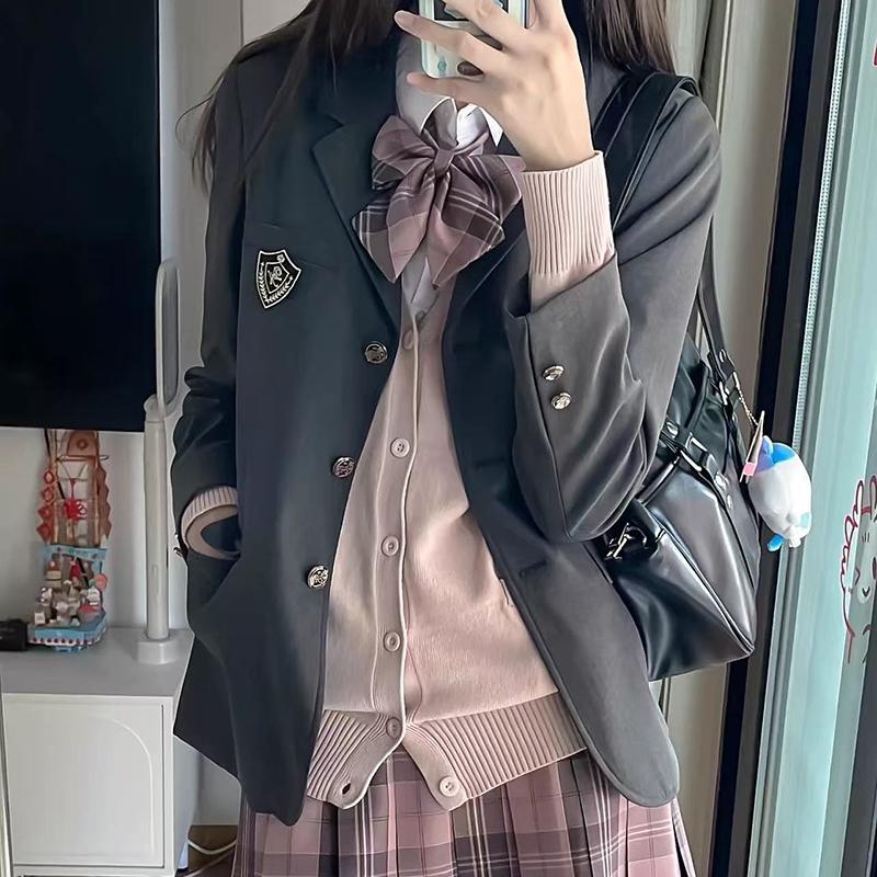 Spring School Women Preppy Blazer Plaid Vintage Y2k Outfits