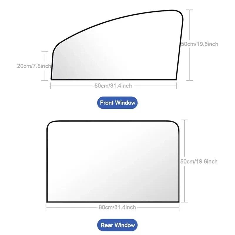 2Pcs Car Side Window Sun Shades with Magnet Privacy Curtains UV Reflection Anti-Glare Feature for Front And Back Windows