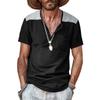 Men's Short-sleeved V-neck Button-up Large-sized T-shirt
