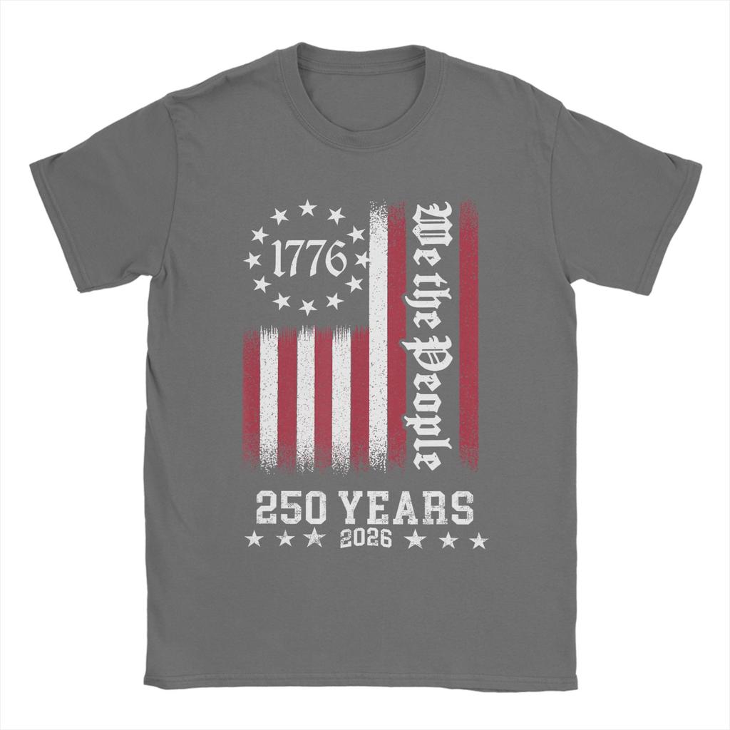 Vintage USA Flag 250th Anniversary Day T Shirt Summer  100 Cotton TShirts For Unisexs Leisure Pattern Tee Shirt Top Tees