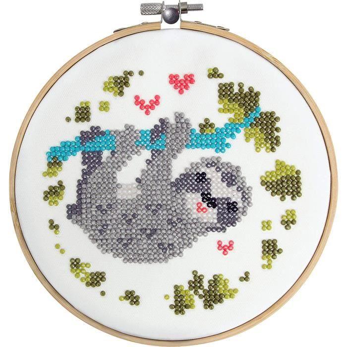 Kit de peinture par numéros - Paresseux - Diamètre 17 cm - Multicolore - DIY - Art créatif