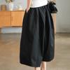 Khaki Ladies's Pants Pure Cotton Casual Loose Elastic Waist Wide Leg Pants Ladies  Summer  Retro Black Skirt Pants
