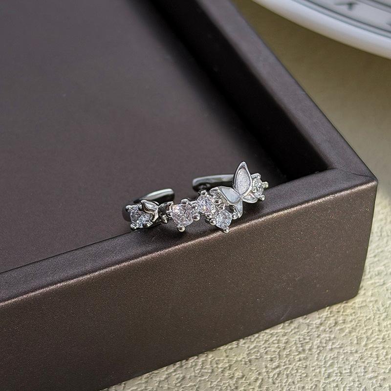 

Light Luxury Sweet Girl Style Butterfly Inlaid With Diamonds, Colored Treasure, Enamel, Zir*****Pen Ring, Stacked Ring Adjustable opening