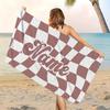 Personalized Grid Beach Towel Customize Name/Logo Oversized Microfiber Towel Summer Party Gift For Beach Swimming Bath Sports