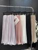 Elegant High-Waisted A-Line Sheer Mesh Midi Skirt - Flowy Summer Chiffon