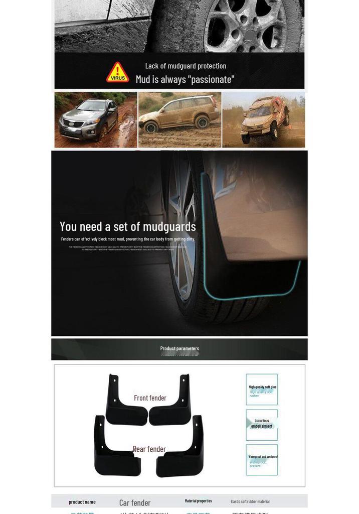 Toyota Venza & Harrier Mud Flaps for Modified Fenders