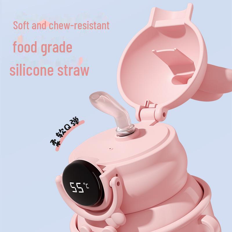 High-Value 316 Stainless Steel Cartoon Rabbit Thermos Cup with Straw for Children and Students