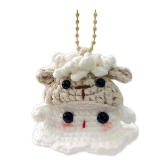 Halloween Crochet Ghost Ornament Cute Handmade Knitted Frog/Cat/Spider/Strawberry Ghost Hanging Decoration for Car Rearview Mirror Bag Charm