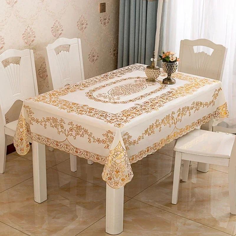 PVC Hot Stamping Desk Cover Waterproof Scald Proof Oil Proof Wash Free Table Mat Household Coffee Rectangular Table Cloth