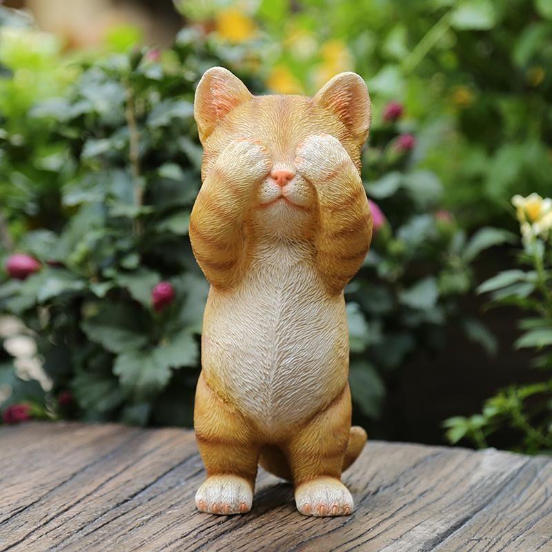 Cute Cat Figurine Anxiety Relief Desktop Decoration Office Stress Relief Ornament Home Decor Animal Statue Resin Kitty Sculpture