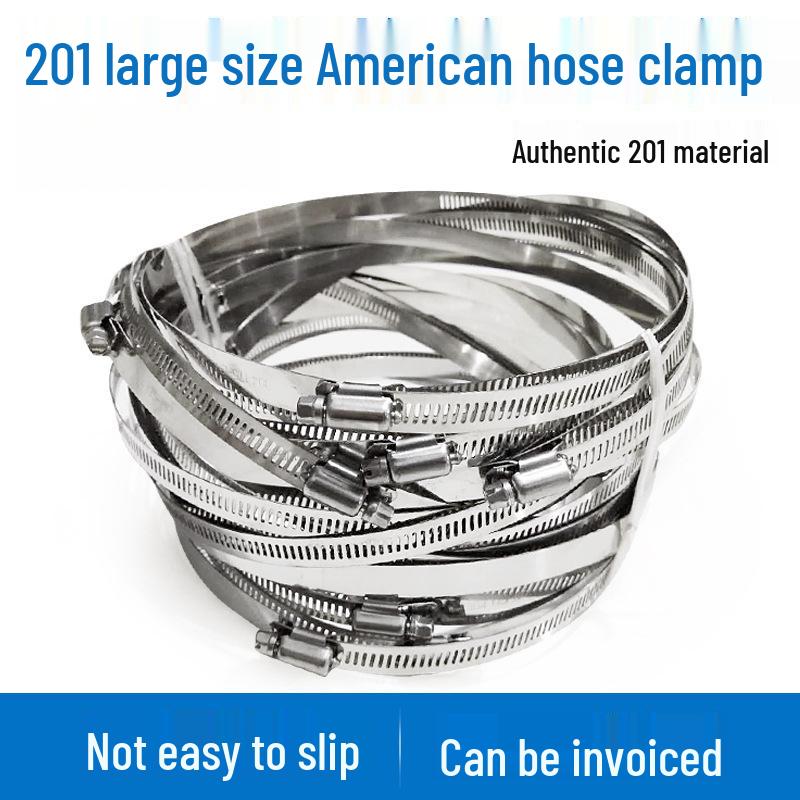 

201 Stainless Steel Hose & Pipe Clamps, American Style Full Hole Band Clamp for Utility Pole, Air & Lighting Projects Diameter 155-178mm, Width 12mm
