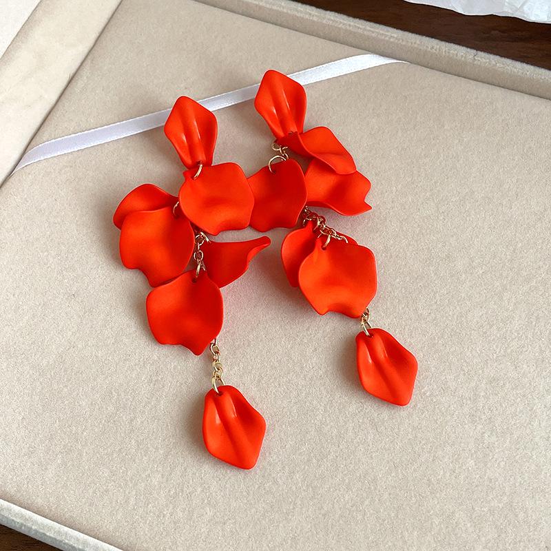 Bohemian Petal Tassel Earrings - Silver Needle, Fashionable Seaside Holiday Style