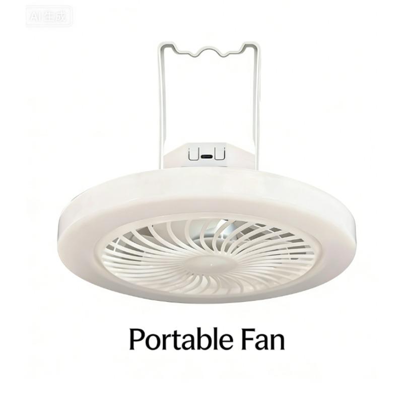 Portable USB Rechargeable Ceiling Fan with LED Light Strong Wind Hanging Fan for Camping Tent Office Bedroom Indoor Outdoor