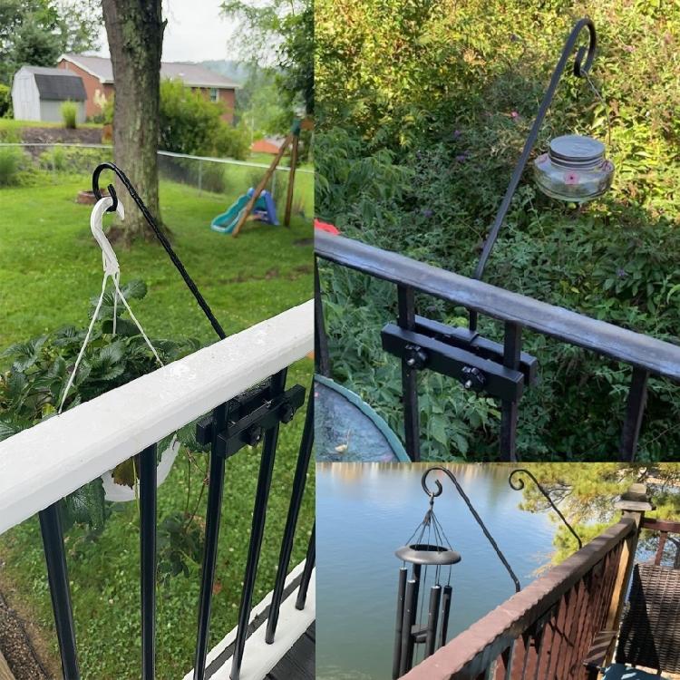 Gancio Decorativo per Ringhiera Balcone Esterno Gancio per Piante Gancio Robusto per Recinzione Ponte Ringhiera per Mangiatoie per Uccelli Cesto Fioriera