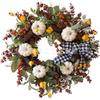 Harvest Wreath With Pumpkins Berries Vine Circle Halloween Thanksgiving Door Decor