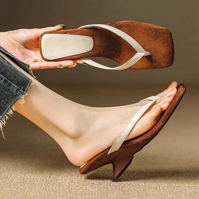 Fashion 2024 Summer Women Vacation Clip Toe Slippers Fashion Thick Heel Ladies Outdoor Slides Female Flip Flop Shoes