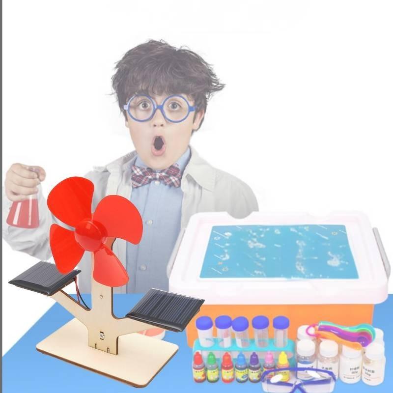 Kinder DIY Solarbetriebener Ventilator Wissenschaftsexperiment Lernspielzeug Natürliches Holzmaterial